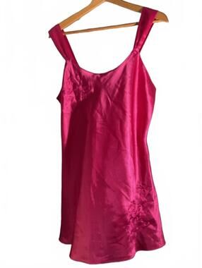 Vintage Inner Most Hot Pink Satin Slip Nightgown Size M